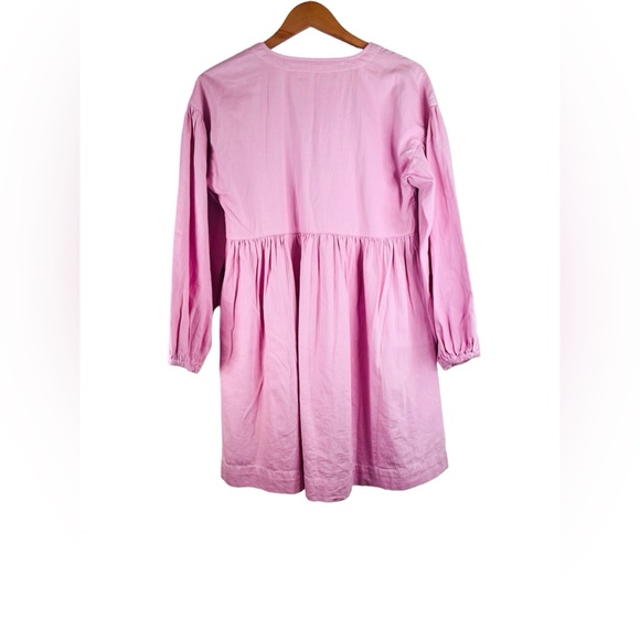 ANTHROPOLOGIE Square-Neck Babydoll Mini Dress Pink Women's Size M - Picture 2 of 6